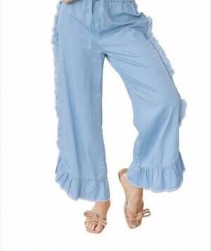 NEW SIMPLY SOUTHERN flair ruffle pants in blue